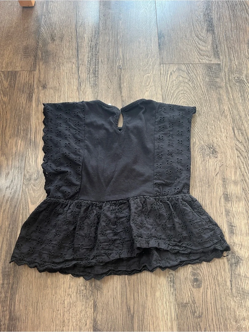 Zara Kids Black Eyelet Peplum Top